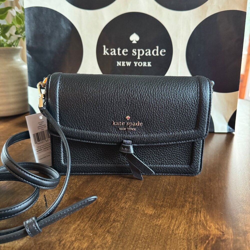 Kate Spade Knott Mini Flap Crossbody Bag Pebbled Leather Purse KM611 NWT $249